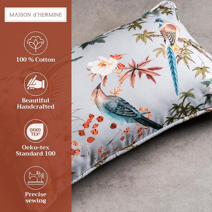 Maison d' Hermine Throw Pillow Covers 100% Cotton (12" x 20" - Pack of 1)