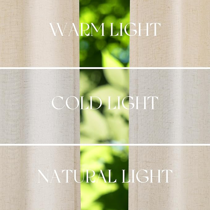 Jowels Beige Linen Curtains 84 Inch Long 2 Panels for Living Room | Tan Flax Light Filtering Sheer Curtain,Back Tab Pocket Pleated Look,Farmhouse Textured Privacy Drapes for Bedroom Window
