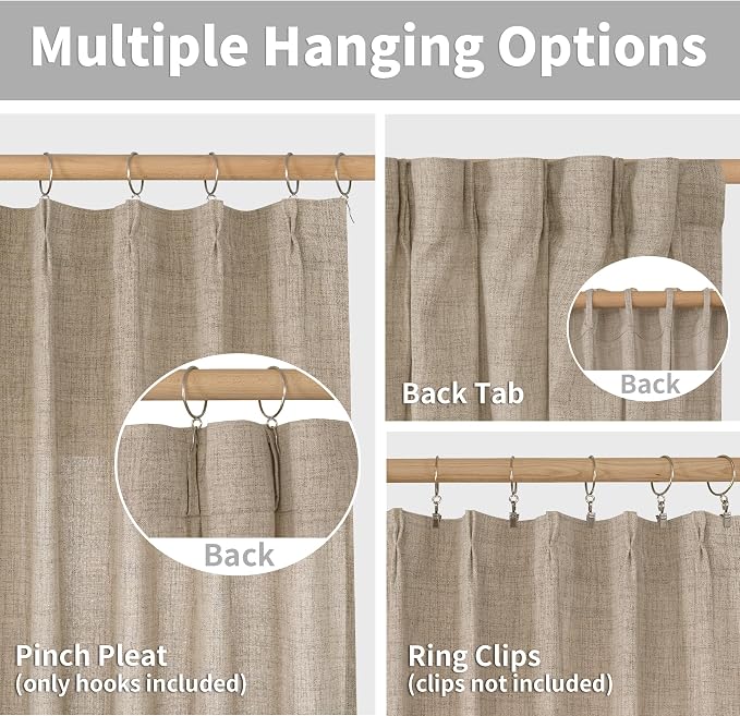 YoungsTex Oatmeal Linen Curtains 84 Inch Length for Living Room 2 Panels, Light Filtering Drapes with Back Tab Natural Window Treatments for Bedroom, 40 X 84 Inch