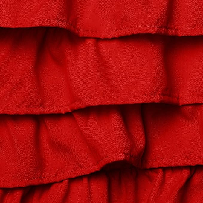 Elegant Comfort Luxurious Premium Quality 1500 Thread Count Wrinkle and Fade Resistant Egyptian Quality Microfiber Multi-Ruffle Bed Skirt - 15inch Drop, California King, Red