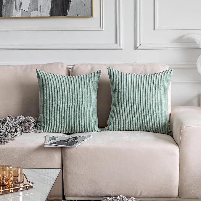 Home Brilliant Sage Pillow Covers 16x16 Sofa Couch Green Pillow Covers Square Throw Pillows for Bedroom Couch Sofa Decor, 40x40 cm, Iceburg Green