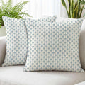Hexagram Floral Pillow Covers 18x18, Vintage Blue Throw Pillow Covers | Aqua Blue, Set of 2, Farmhouse Neutral Decorative for Couch Pillows, Home Decor, Living Room, Bedroom, No Insert