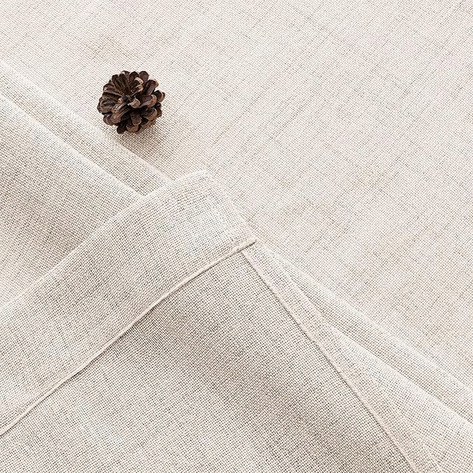 MIULEE Faux Linen Curtains 90 Inch Length 2 Panels Natural Beige Semi Sheer Curtain with Back Tab Rod Pocket, Light Filtering Window Privacy Burlap Drapes for Living Room Bedroom 42W x 90L