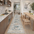 Madane Hallway Runner Rug 2x8 Washable Kitchen Rugs Non-Slip, Navy | Vintage Machine Washable Low-Pile Floor Carpet 8ft, Soft Ultra-Thin Throw Entry Foyer Mat for Entrance Laundry Living Room