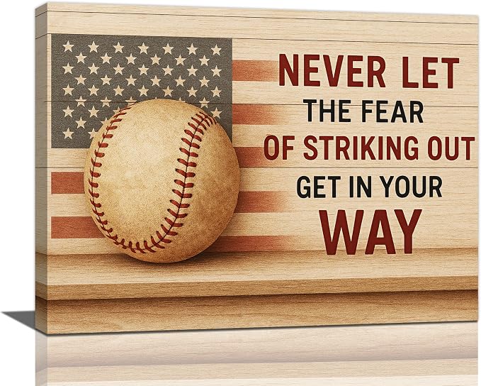 Baseball Wall Art Baseball Wall Decor Sports Pictures Motivational Quotes Canvas Prints Painting Artwork Inspirational Decoration for Boys Bedroom Playroom Framed Kids Teen Gifts 12"x16"