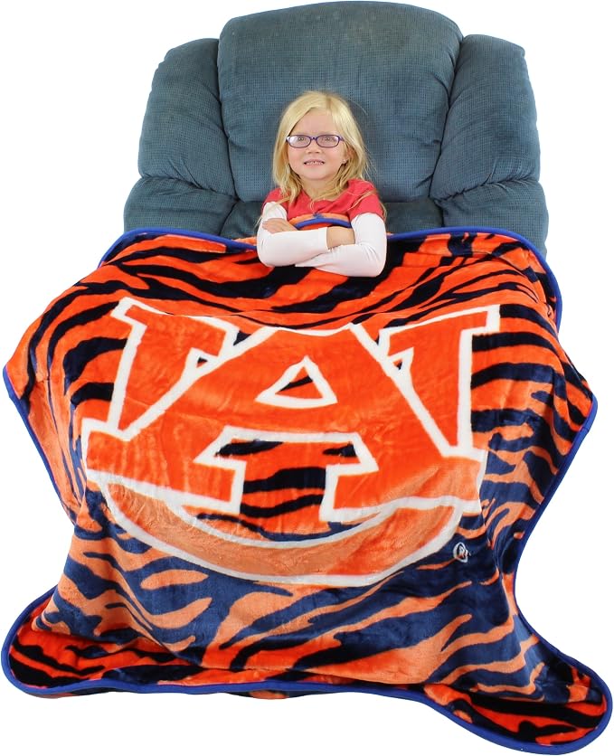 College Covers Auburn Tigers Raschel Throw Blanket, 60 in by 50 in