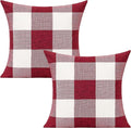 VAKADO 20x20 Pack of 2 Farmhouse Retro Check Plaids Throw Pillow Covers Christmas Valentine Decorative Buffalo Rustic Cushion Cases for Sofa Bed Couch, Red White