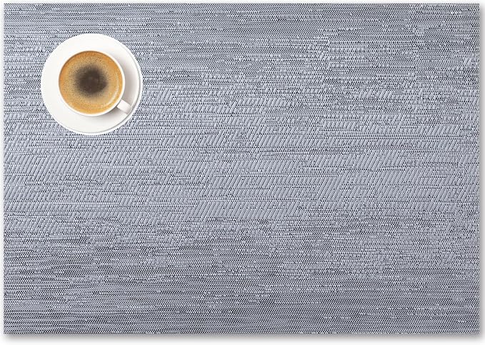 Placemats Set of 4 - Easy Clean Woven Vinyl Placemat for Dining Table, Indoor/Outdoor Place Mats, Washable PVC Table Mats（Gray）