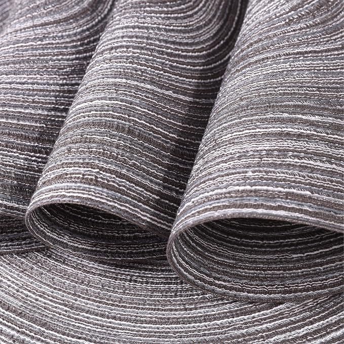 SHACOS Round Placemats Set of 4 Round Braided Placemats 15 inch Cotton Polyester Woven Table Placemats for Dining Table Holiday Party (Black Gray, 4)