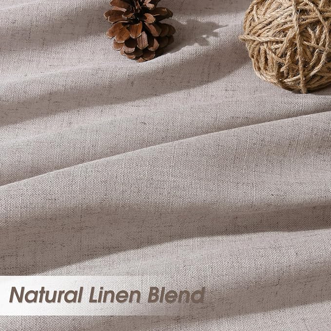 Linen Curtains 96 Inches Long for Living Room Back Tab Semi Sheer Floor to Ceiling 8ft Light Filtering Curtain Boho Farmhouse Decor Window Drapes for Bedroom 52x96 2 Panels Brownish Grey