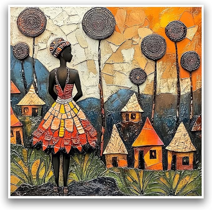Black Female Picture Printing Feminist Women Poster 16x16Inch Unframed | Black African American Women Pictures Wall Art Trendy African American Girl Poster for Apartment Living Room Bedroom Home