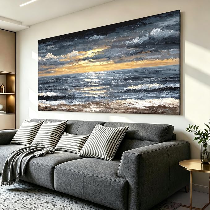 Canvas Wall Art Decor Modern Wall Art Pictures for Living Room Abstract Coastal Wall Art Prints Large Landscape Wall Art Decorations Abstract Canvas Art Wall Decor Bedroom Office Decor 24" X 48"