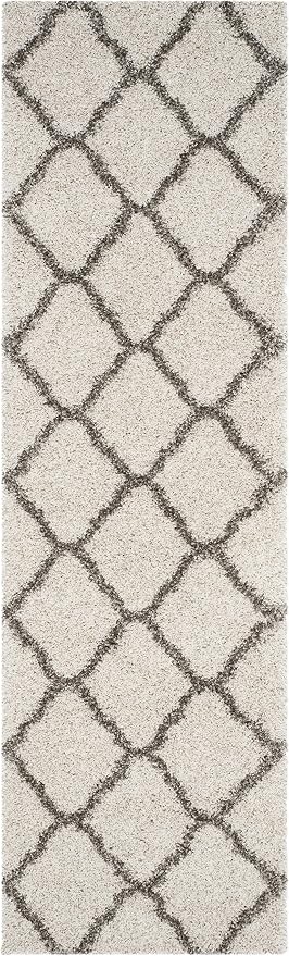 SAFAVIEH Hudson Shag Runner Rug 2'3"x16', Plush Ivory & Grey SGH283A