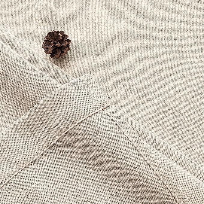 MIULEE Faux Linen Curtains 92 Inch Length 2 Panels Natural Semi Sheer Curtain with Back Tab Rod Pocket, Light Filtering Window Privacy Burlap Drapes for Living Room Bedroom 42W x 92L Linen