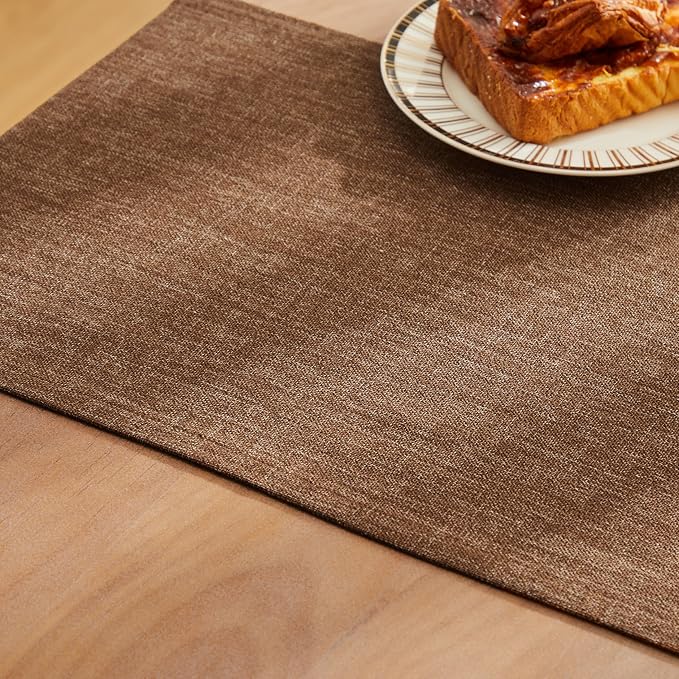 ZeeMart Rustic Cotton Linen Table Runner, 13x90 Inches Brown | Farmhouse Style Linen Table Runners 90 Inches Long, Washable Kitchen Dining Table Decoration for Home Party Decor