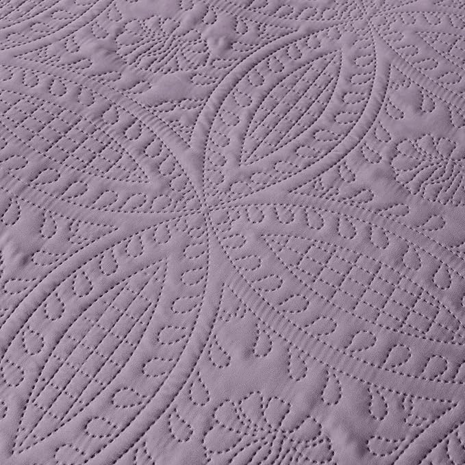 akkialla Grayish Purple Twin Quilt Set, Ultrasonic Lightweight Bedspread Coverlet for Modern Minimalist Bedroom, Soft Microfiber Coin Pattern Bedding, 2-Piece (1 Quilt, 1 Pillow Sham) | Breathable fabric