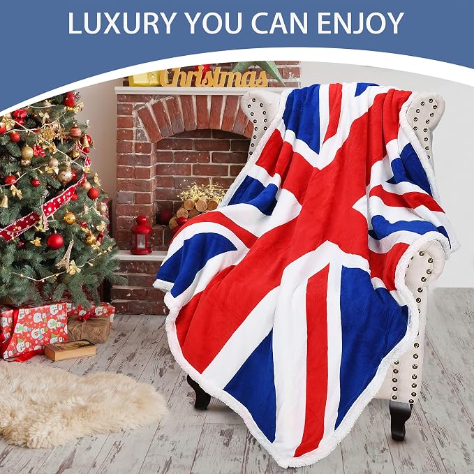 Catalonia Union Jack Blanket, British Flag Throw Blanket, England UK Gifts, Soft Cozy Fleece Blanket for Home, Sofa, Bed, British Gift for Men, Women, Kids, 50X60 inch
