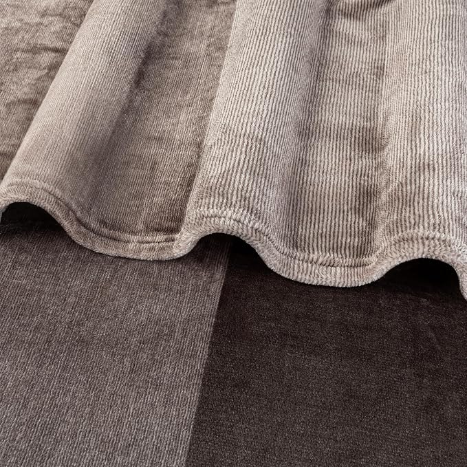 PAVILIA Taupe Ombre Fleece Throw Blanket for Couch Sofa Bed, 50x60