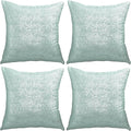 Gyulin Pack of 4,Silver Velvet Throw Pillow Covers 18x18 Inches, Sparkle Silver Foil Print Solid Square Pillow Covers Cushion Covers for Couch Sofa Home Bedroom Decor, Aqua Green