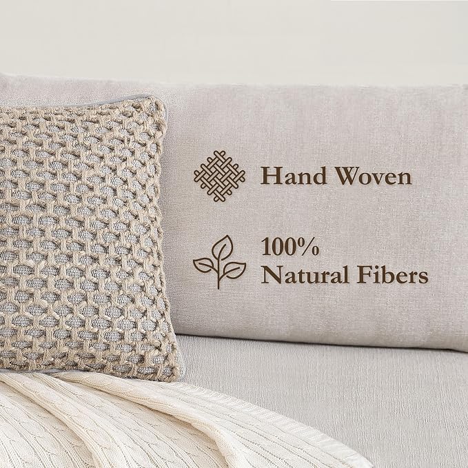 Boho Living 18x18 Grey Throw Pillow Covers only Pillow Insert not Included - Boho Pillow Covers Only, Pack of 2