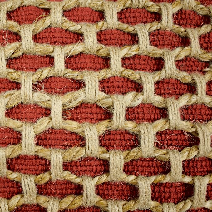 Boho Living Jada Premium Woven Design, Decorative Throw, Living Room Décor, (2) 20" x 20" Pillow Covers, Rust 2 Count