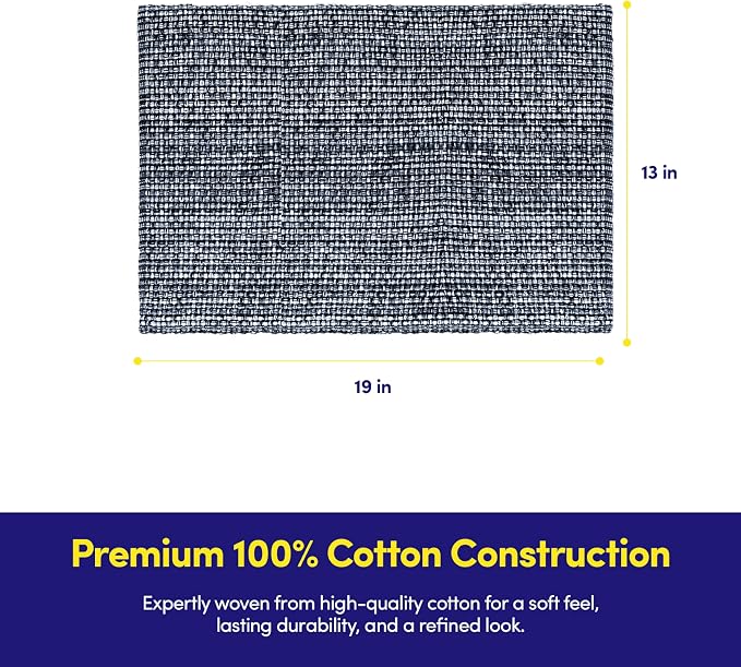 Sweet Home Collection 100% Cotton Placemats for Dining Room Rectangle Two Tone Woven Fabric 13" x 19" Soft Durable Table Mat Set, Set of 4, Navy