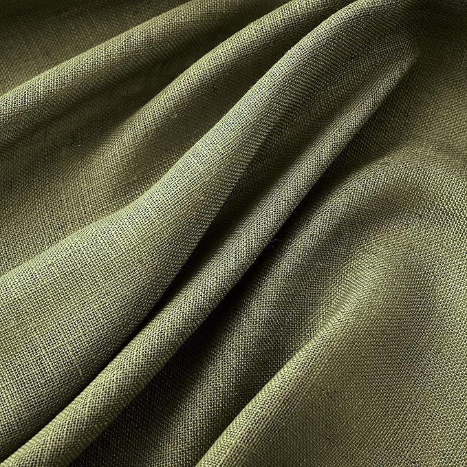 MIULEE Light Olive Green Linen Curtains 52x108 Inch 2 Panels for Bedroom | Living Room, Soft Linen Textured Natural Window Drapes, Semi Sheer Light Filtering, Back Tab Rod Pocket, Burlap Look Decor