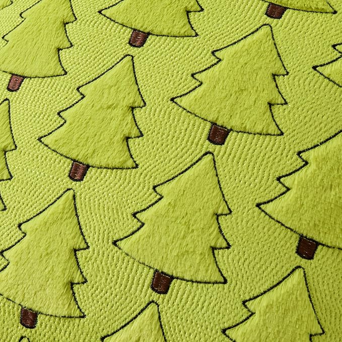UGASA Christmas Tree Pillow Covers 18x18 Inch Set of 2 Soft Plush Faux Fur Luxury Embroidery Decoration Pillowcases for Couch Sofa Holiday Festivals Winter Xmas Gift, Green