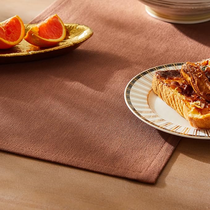 ZeeMart Rustic Cotton Linen Table Runner, 13x36 Inches Terracota | Farmhouse Style Linen Table Runners 36 Inches Long, Washable Kitchen Dining Table Decoration for Home Party Decor