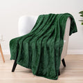 PAVILIA Emerald Green Fleece Throw Blanket for Couch Sofa Bed, Soft Fuzzy Waffle Jacquard Microfiber, Warm Lightweight Fade-Resistant Decorative All Season Throw, 50x60