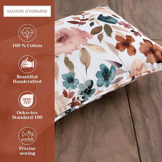 Maison d' Hermine Throw Pillow Covers 100% Cotton (12" x 20" - Pack of 1)