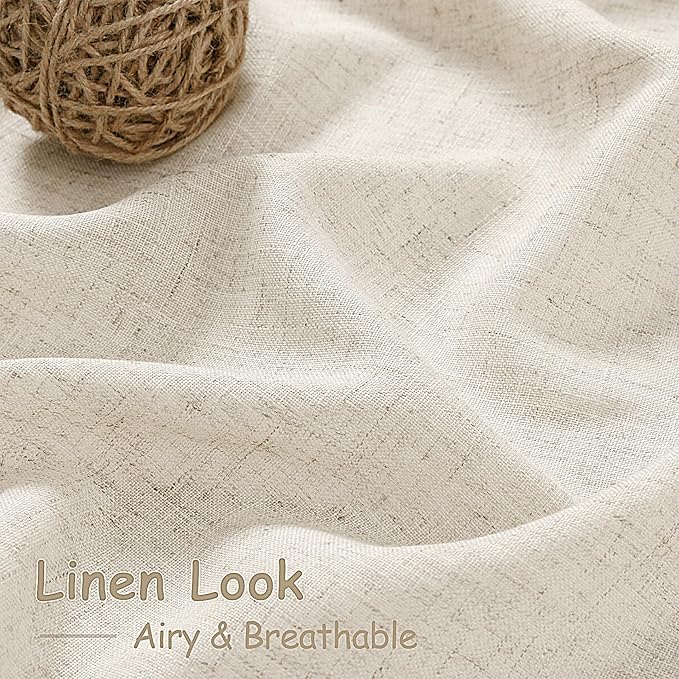 Warm Beige Linen Curtains 72 Inch Length for Living Room Semi Sheer Light Filtering Door Drapes 2 Panels Set for Kids Bedroom Light Filtering Back Tab Rod Pocket Modern Farmhouse Decor 52x72