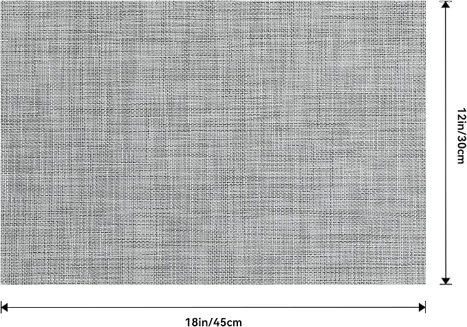 Leetaltree Linen Grey Placemats Set of 8 - Heat Resistant Non-Slip Place mats for Dining Table, Washable Durable PVC Vinyl Woven Table Mats（Linen Grey, 8）