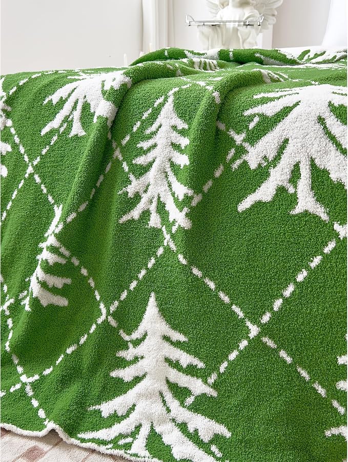 Ultra Soft Cozy Christmas Tree Green Pine Fluffy Microfiber Knitted Throw Blanket Lightweight Blanket for Sofa Couch Bed Travel 50"X60"¡­