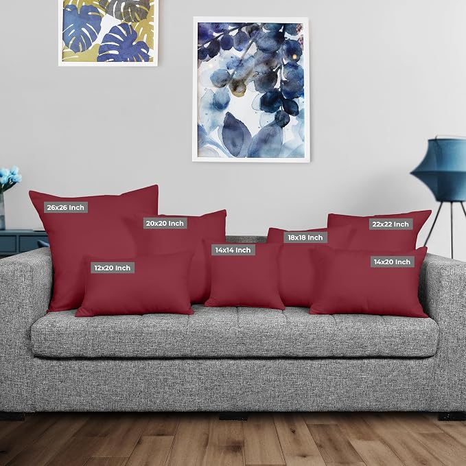 Utopia Bedding 18x18 Pillow Inserts, Set of 2, Wine Red – Indoor Decorative Throw Pillows for Bed, Sofa & Couch – Soft, Supportive & Fluffy Cushion Inserts