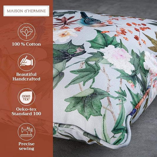 Maison d' Hermine Throw Pillow Covers 100% Cotton (20" x 20" - Pack of 1)