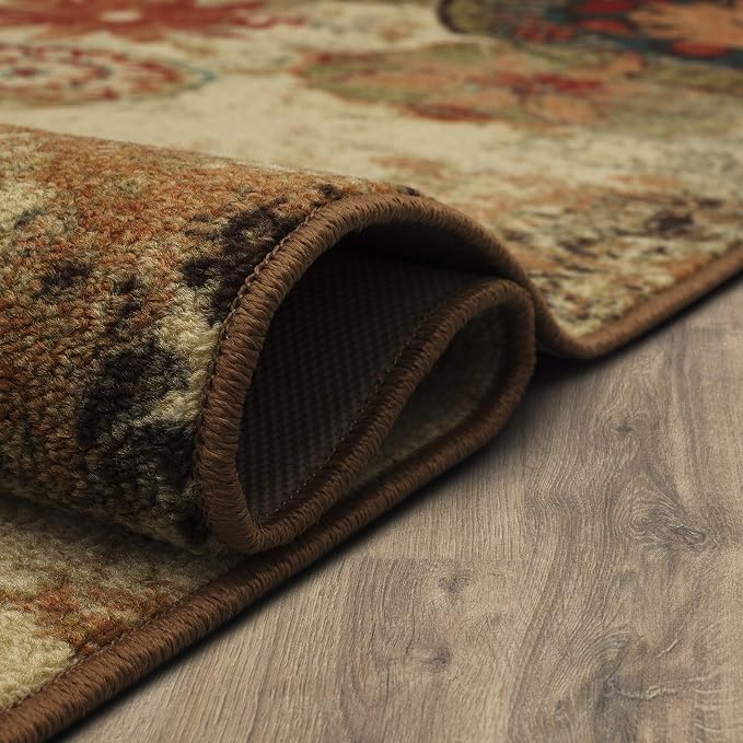 Mohawk Home Caravan Ornamental Floral Medallion 2' 6" x 3' 10" Area Rug - Orange - Perfect for Living Room, Dining Room, Office