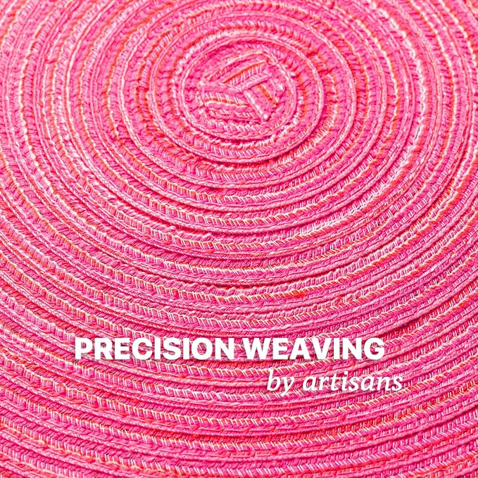 BARoyal Round Placemats Set of 8 Woven Placemats Washable Braided Table Mats for Dining Table Heat Resistant Non-Slip Circle Place Mats(Blossom)