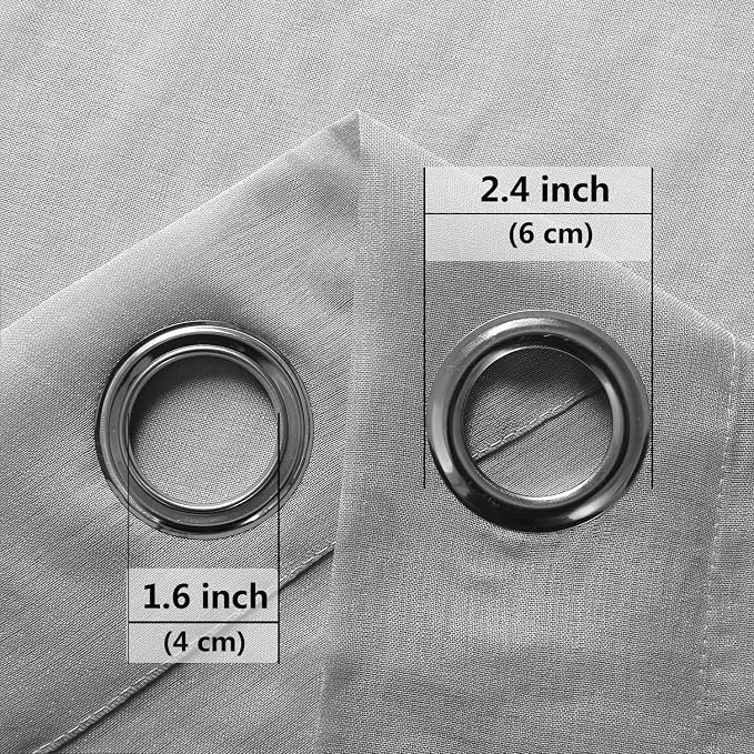 DWCN Sheer Curtains, Grommet Top Grey Faux Linen Look Voile Semi Transparent Solid Window Sheer Curtains Drapes for Bedroom Living Room, Set of 2 Panels 60 x 102 Inch Long, Grey
