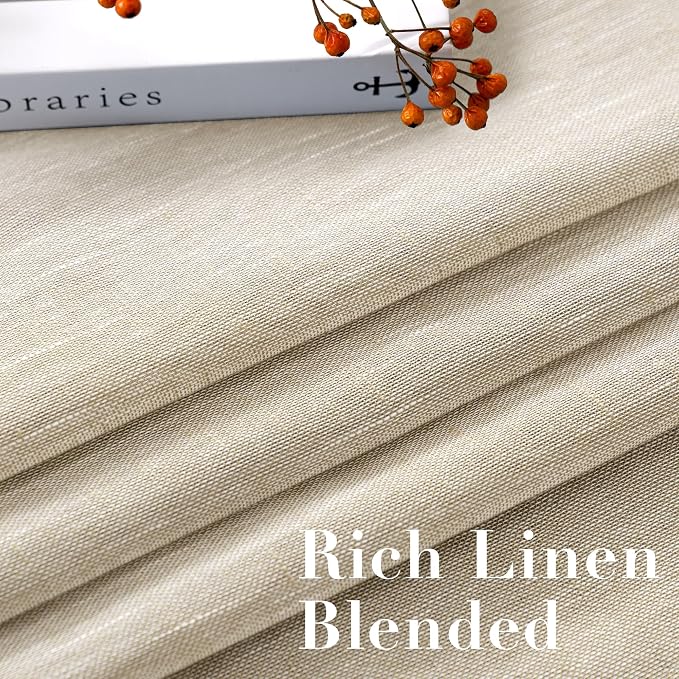 H.VERSAILTEX Linen Curtains Nickel Grommet Natural Linen Semi-Sheer Curtains 2 Panels Privacy Added Premium Soft Rich Material Drapes for Bedroom/Livingroom/Sliding Door - 52x72 - Inch - Linen