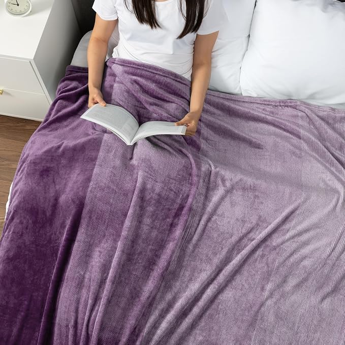 PAVILIA Purple Ombre Fleece Throw Blanket for Couch Sofa Bed, 50x60