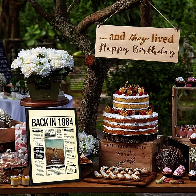 Personalized 41 year old birthday gifts - Back in 1984 Poster - Centerpiece Table Decorations 41st Birthday Party - Custom Born in 1984 Newspaper Vintage Poster for Men, Women, Him, Her