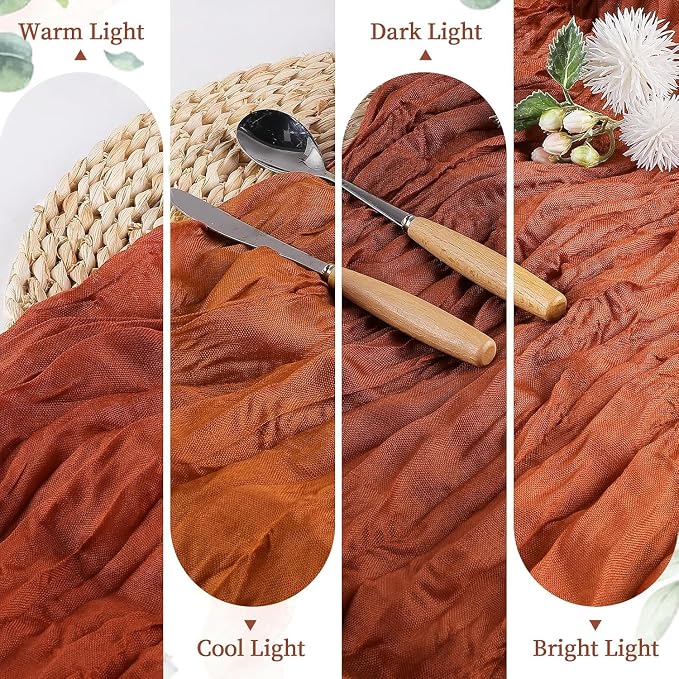 6 Pack Terracotta Cheesecloth Table Runner 35×120 Inch Fall Boho Home Decor | Rustic cheese cloths Sheer Gauze for Wedding Bridal Baby Shower Birthday Party Table Decor Halloween Thanksgiving Christmas