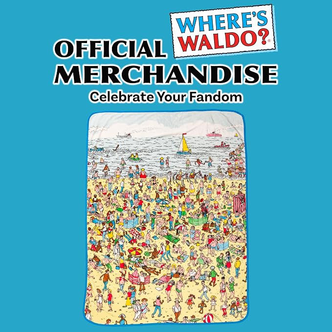 Silver Buffalo Where's Waldo Beach Edition, Fleece Throw Blanket, 45x60in | Soft and Cozy, 250 GSM
