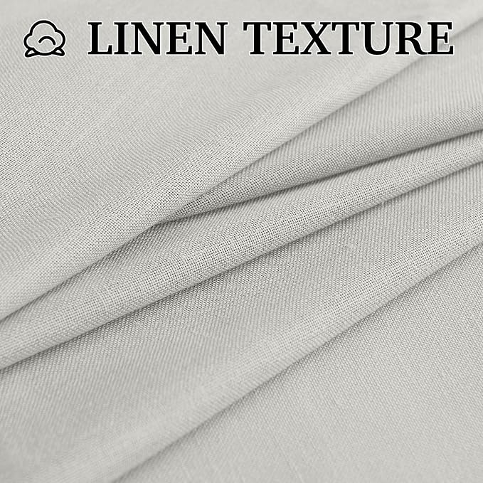 RYB HOME Linen Semi Sheer Curtains for Bedroom Living Room 84 inches Long | Light Filtering Privacy, Textured Burlap, Dining Room Sunroom Patio Door, Rod Pocket & Back Tab, W52 x L84, 2 Panels, Grey