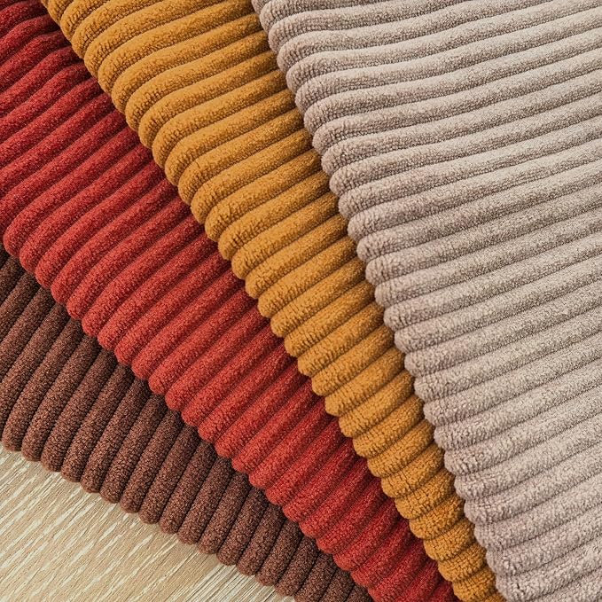 Pack of 4 Throw Pillow Covers Corduroy 18x18 Inch,Maillard Tones | Decorative Velvet Couch,Summer Cases Square,Farmhouse Boho Cushion Covers for Sofa Bed Living Room Home Decor & Office