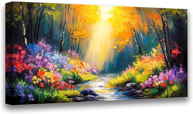 Abstract Wall Art Canvas Print Forest Landscape Painting Bathroom Decorative Paintings Modern Style Living Room Bedroom Office Home Decorations Nature Landscape Artwork 20x40 inches