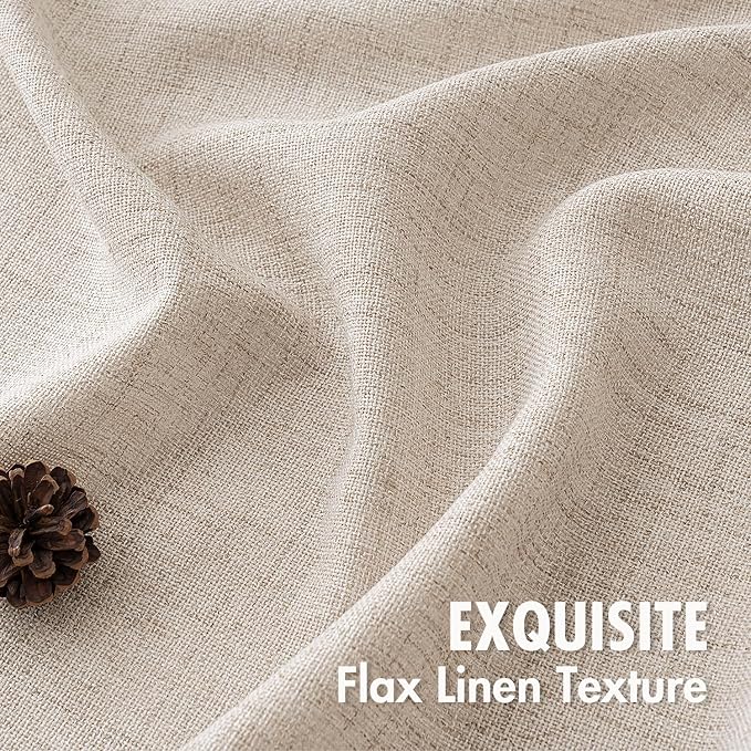 MIULEE Linen Textured Small Kitchen Window Curtains Over Sink, Semi Sheer Farmhouse Cafe Curtain 36 Inch Long Short Back Tab Half Window Curtains for Bathroom Basement 2 Panels