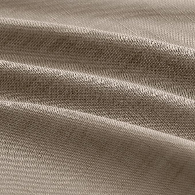 Taupe Grey Linen Curtains 96 Inch Length for Living Room Bedroom 2 Panels Set Rod Pocket Light Filtering Semi Sheer Window Curtains 52 Inch Width Boho Farmhouse Linen Drapes, W52xL96