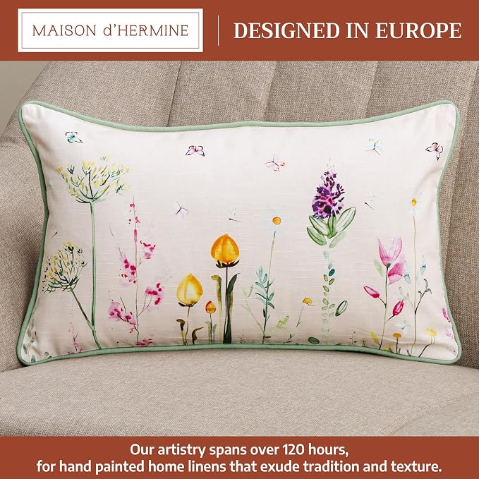 Maison d' Hermine Throw Pillow Covers 100% Cotton (12" x 20" - Pack of 1)